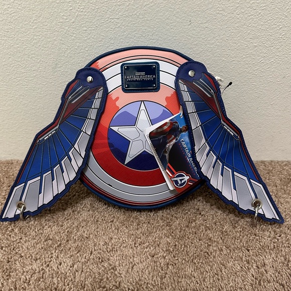 Loungefly Handbags - Captain America Shield Winged Crossbody Bag - Blue, Red, White
